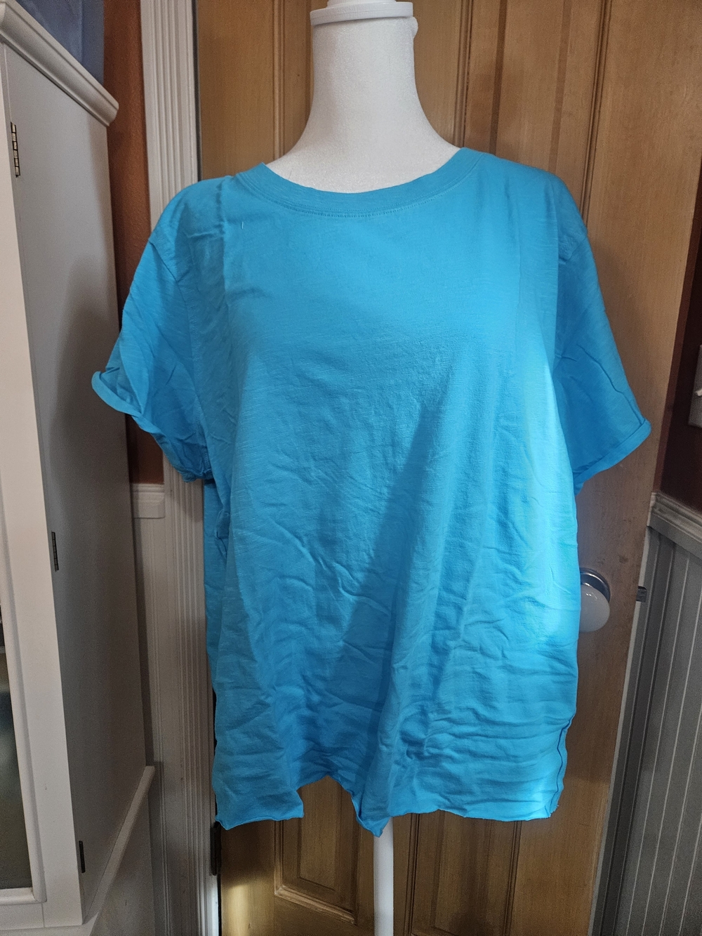 Maeve Women's Relaxed Crewneck Tee in Bright Turquoise - Anthropologie